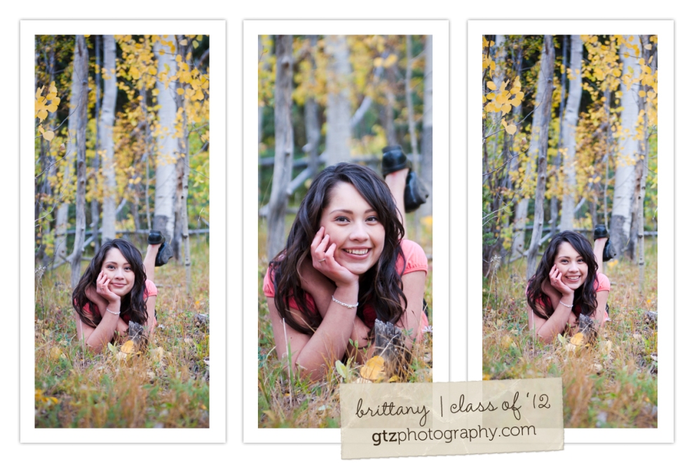 high school senior girl portraits lying in stand of aspens chin in hand